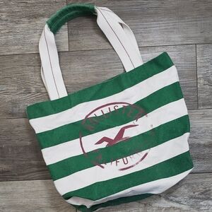 Hollister | Y2K Bold Stamped Logo Green and White Tote 100% Cotton